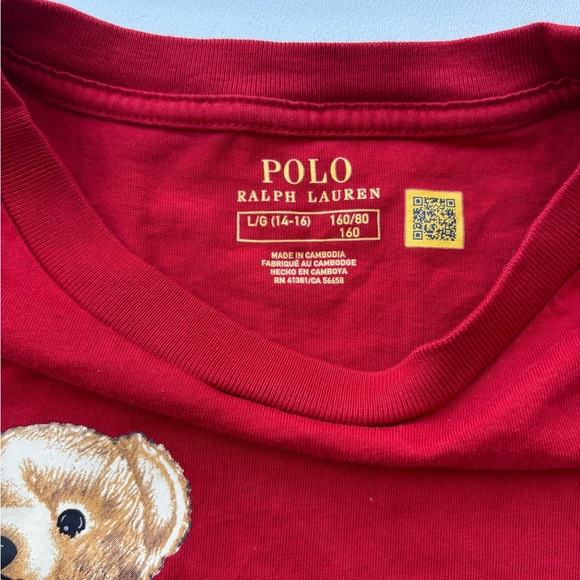 Ralph Lauren polo Bear red holiday long sleeve tshirt age 14-16 cotton tee - Picture 6 of 8
